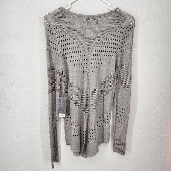 Jennifer Lopez Silver Gray Metallic Knit Sweater Size Medium NWT - Picture 5 of 6